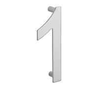 Targa numero civico 1 acciaio inox 304, altezza 100mm, per fissaggio a muro, con distanziatori - THIRARD