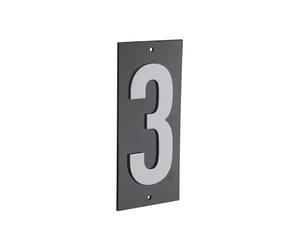 Targa numero civico 3-56X130mm - in ABS nero scritta bianca a rilievo, da avvitare - THIRARD
