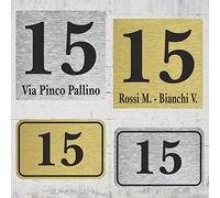 Targa Numero Civico Esterno - in Alluminio DiBond - Numero Civico Personalizzato - Resistente Intemperie UV - Facile Montaggioo (Allumino Oro 12x8cm)