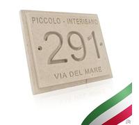 Targa numero civico in Pietra Leccese 20x16cm personalizzabile con incisione nome via. Elegante, resistente agli agenti atmosferici, ideale per esterni, cassetta postale, porta ingresso, colorato