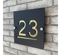 Targa numero civico personalizzata 3D in acrilico nero e oro, numeri galleggianti con sterzo, targa per porta interna ed esterna, ideale per casa, hotel, appartamento, negozio