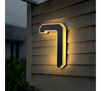 Targa Numero Civico Solare LED - Insegna Indirizzo Moderna per Esterni, Sensore Crepuscolare, Impermeabile IP65, Effetto 3D Flottante, Finitura Nero Opaco - 3 Misure Disponibili(7-Nero,12cm)