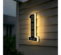 Targa Numero Civico Solare LED - Insegna Indirizzo Moderna per Esterni, Sensore Crepuscolare, Impermeabile IP65, Effetto 3D Flottante, Finitura Nero Opaco - 3 Misure Disponibili(1-Nero,12cm)
