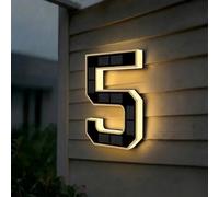 Targa Numero Civico Solare LED - Insegna Indirizzo Moderna per Esterni, Sensore Crepuscolare, Impermeabile IP65, Effetto 3D Flottante, Finitura Nero Opaco - 3 Misure Disponibili(5-Nero,17cm)