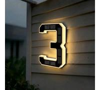 Targa Numero Civico Solare LED - Insegna Indirizzo Moderna per Esterni, Sensore Crepuscolare, Impermeabile IP65, Effetto 3D Flottante, Finitura Nero Opaco - 3 Misure Disponibili(3-Nero,23cm)