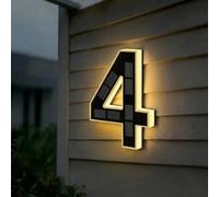 Targa Numero Civico Solare LED - Insegna Indirizzo Moderna per Esterni, Sensore Crepuscolare, Impermeabile IP65, Effetto 3D Flottante, Finitura Nero Opaco - 3 Misure Disponibili(4-Nero,17cm)