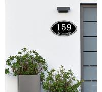 Targa Ovale Personalizzata In Acrilico Con Numero Civico Da Appendere Alla Parete, Targhetta Moderna Personalizzata Con Nome Della Via, Targhetta Per Porta, Per Giardino, Cortile, Casa(18x30cm)