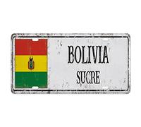 Targa per auto in metallo Bolivia, decorazione per la casa, targa frontale personalizzata, souvenir con 4 fori, per donne, ragazze, uomini, ragazzi, 15 x 30 cm