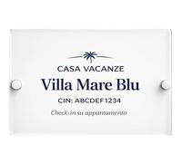 Targa per Casa Vacanze Personalizzata in Plexiglass con Nome Struttura e targhetta cin - Targa da Esterno per Ingresso B&B, Affitti Brevi e Locazioni Turistiche - Plexiglass 3 mm Stampa UV (20X15)