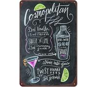 Targa per cocktail vintage, ricetta per cocktail cosmopolita, poster, decorazione per bar, per casa, bar, club, cucina, caffetteria, decorazione da parete, artigianato retrò, placca, pittura in ferro,