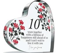 Targa per decimo anniversario regalo per moglie marito - 10 anni insieme - I Love You Forever, romantico regalo per donne e uomini, 100 mm x 100 mm, regalo per coppie decimo anniversario