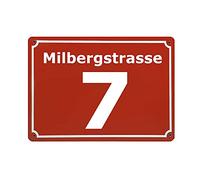 Targa Per Esterno con Numero Civico Personalizzato - OXYEFEI Numero Civico Personalizzato Famiglia - Libera Scelta Della Taglia - Metallo (Rosso)