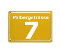 Targa Per Esterno con Numero Civico Personalizzato - OXYEFEI Numero Civico Personalizzato Famiglia - Libera Scelta Della Taglia - Metallo (Giallo)