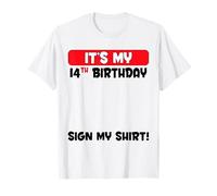 Targa per festa di compleanno con scritta "It's My 14th Birthday 14 Years Old Birthday" Maglietta