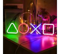 Targa per gamer al neon, 42 x 13 cm, colorata LED da gioco, luce al neon, con interruttore, luce al neon, decorazione da parete per sala giochi, bar, uomini e ragazzi
