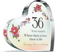 Targa per il 36° anniversario di matrimonio, regalo per moglie e marito, con scritta "I Love You", regalo romantico a forma di cuore in acrilico per donne e uomini, elegante regalo floreale pastello