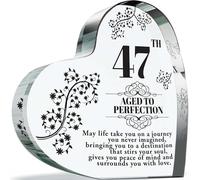 Targa per il 47° compleanno, regalo per donne e uomini, con scritta "Aged to Perfection", a forma di cuore, in acrilico, regalo per 47 anni, donna, uomo e lui, 100 mm x 100 mm, regalo per amici e
