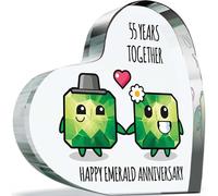 Targa per il 55° anniversario, regalo per moglie e marito, con scritta in inglese "Happy Emerald Anniversary", con scritta "I Love You", in acrilico, per donne e uomini, 100 mm x 100 mm, regalo per
