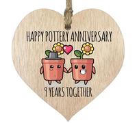 Targa per il 9° anniversario di matrimonio, regalo per marito e moglie, 9 anni insieme, cuore in legno di salice per donne, uomini, partner, in legno chiaro, regalo ricordo