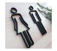 Targa per il bagno, Targa per il bagno, Targhetta WC autoadesiva for porta bagno uomo e donna(Black)