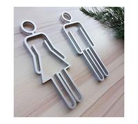 Targa per il bagno, Targa per il bagno, Targhetta WC autoadesiva for porta bagno uomo e donna(Silvery)