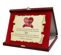 Targa per Mamma | Targhetta Regalo per Mamma | Dedica per Auguri alla Madre | Cofanetto Rosso con Pergamena Dorata
