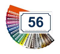 Targa per numero civico, personalizzabile, 15 x 10 cm, numero civico inciso per edificio casa, in PVC, resistente esterno, fissaggio adesivo, fori o copriviti, colore: bianco/blu