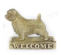 Targa per porta con cane Norfolk Terrier, targa di benvenuto in ottone, insegna