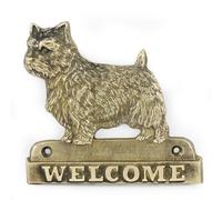 Targa per porta con cane Norwich Terrier, targa di benvenuto in ottone, insegna