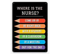 Targa per porta con scritta in inglese "Where is the School Nurse", decorazione per classe, regalo per infermiere, infermiere, medico, ufficio, decorazione per scuola, bar, caffetteria, ospedale, 40,6