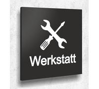 Targa per porta da officina, colore nero opaco, stampa UV, 12 x 12 cm, 3 mm, prodotto in Germania, art. A 2081