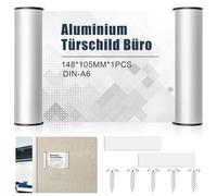 Targa per porta da ufficio, formato A6, 148 mm x 105 mm, in alluminio e copertura trasparente, autoadesiva, per casa ed eventi, da avvitare o incollare