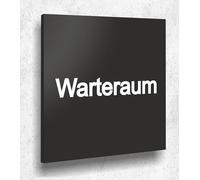 Targa per porta d'attesa nera opaca, stampa UV, 12 x 12 cm, 3 mm, prodotto in Germania, art. n. A 2127