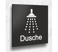 Targa per porta doccia, colore nero opaco, stampa UV, 12 x 12 cm, 3 mm, prodotto in Germania, art. A 2116