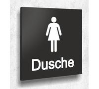 Targa per porta doccia da donna, colore nero opaco, stampa UV, 12 x 12 cm, 3 mm, prodotto in Germania, art. A 2112