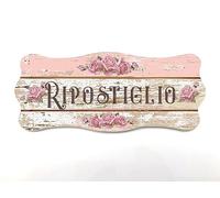 Targa per porta in legno Old Shabby Chic con scritta Welcomme, per decorare le porte interne di casa. La targhetta misura cm 9x21 spessore 7 millimetri, con biadesivo (Ripostiglio)