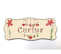 Targa per porta in legno stile shabby chic con scritta ripostiglio, per decorare le porte interne di casa. La targhetta misura cm 9x21 spessore 7 millimetri, con biadesivo (Bordo marrone)