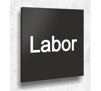 Targa per porta laboratorio, colore nero opaco, stampa UV, 12 x 12 cm, 3 mm, prodotto in Germania, art. A 2122