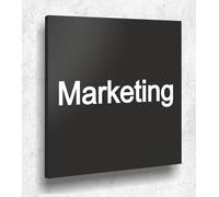 Targa per porta Marketing nero opaco, stampa UV, 12 x 12 cm, 3 mm, prodotto in Germania, art. n. A 2056