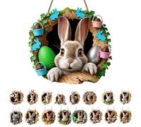 Targa per porta pasquale, per porta di casa, per esterni, da appendere, decorazione pasquale, in legno, moderna, decorazione primaverile per esterni, 2D per porte di casa, pareti, finestre in acrilico