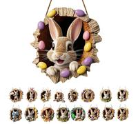 Targa per porta pasquale, per porta di casa, per esterni, da appendere, decorazione pasquale, in legno, moderna, decorazione primaverile per esterni, 2D per porte di casa, pareti, finestre in acrilico