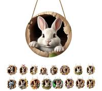 Targa per porta pasquale, per porta di casa, per esterni, da appendere, decorazione pasquale, in legno, moderna, decorazione primaverile per esterni, 2D per porte di casa, pareti, finestre in acrilico