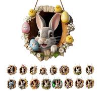 Targa per porta pasquale, per porta di casa, per esterni, da appendere, decorazione pasquale, in legno, moderna, decorazione primaverile per esterni, 2D per porte di casa, pareti, finestre in acrilico