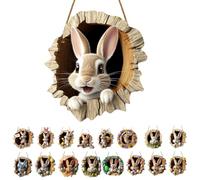 Targa per porta pasquale, per porta di casa, per esterni, da appendere, decorazione pasquale, in legno, moderna, decorazione primaverile per esterni, 2D per porte di casa, pareti, finestre in acrilico