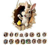 Targa per porta pasquale, per porta di casa, per esterni, da appendere, decorazione pasquale, in legno, moderna, decorazione primaverile per esterni, 2D per porte di casa, pareti, finestre in acrilico