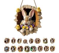 Targa per porta pasquale, per porta di casa, per esterni, da appendere, decorazione pasquale, in legno, moderna, decorazione primaverile per esterni, 2D per porte di casa, pareti, finestre in acrilico