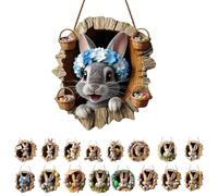 Targa per porta pasquale, per porta di casa, per esterni, da appendere, decorazione pasquale, in legno, moderna, decorazione primaverile per esterni, 2D per porte di casa, pareti, finestre in acrilico