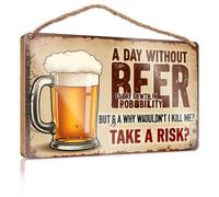 Targa per porta per la casa, divertente con scritta "A Day Without Beer Is Highly Improbable". Perché non dovrei prendere un rischio? Decorazione per la casa Liquidazione Decorazione per la casa (20 x