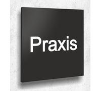 Targa per porta pratica nera opaca, stampa UV, 12 x 12 cm, 3 mm, prodotto in Germania, art. A 2125