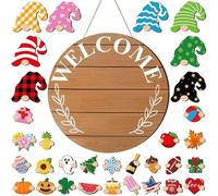 Targa per porta stagionale, ghirlanda in legno, decorazione per Halloween, per scuola, inverno, autunno, vacanze, Natale, Halloween